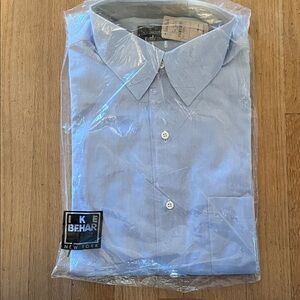 Ike Behar. Mns’ dress  shirt.  blue. 16” neck by 35” sleeve. New in package.